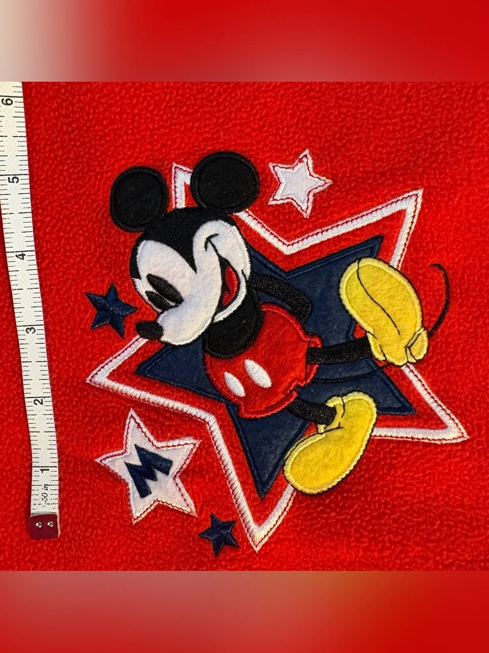 Mickey Mouse Fleece Blanket Embroidered Appliqué Red Disney Store
